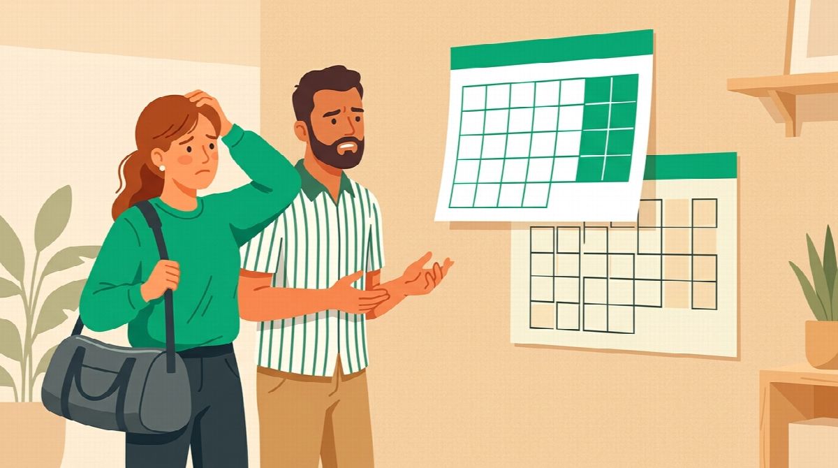 Calendar with mismatched schedules between two people