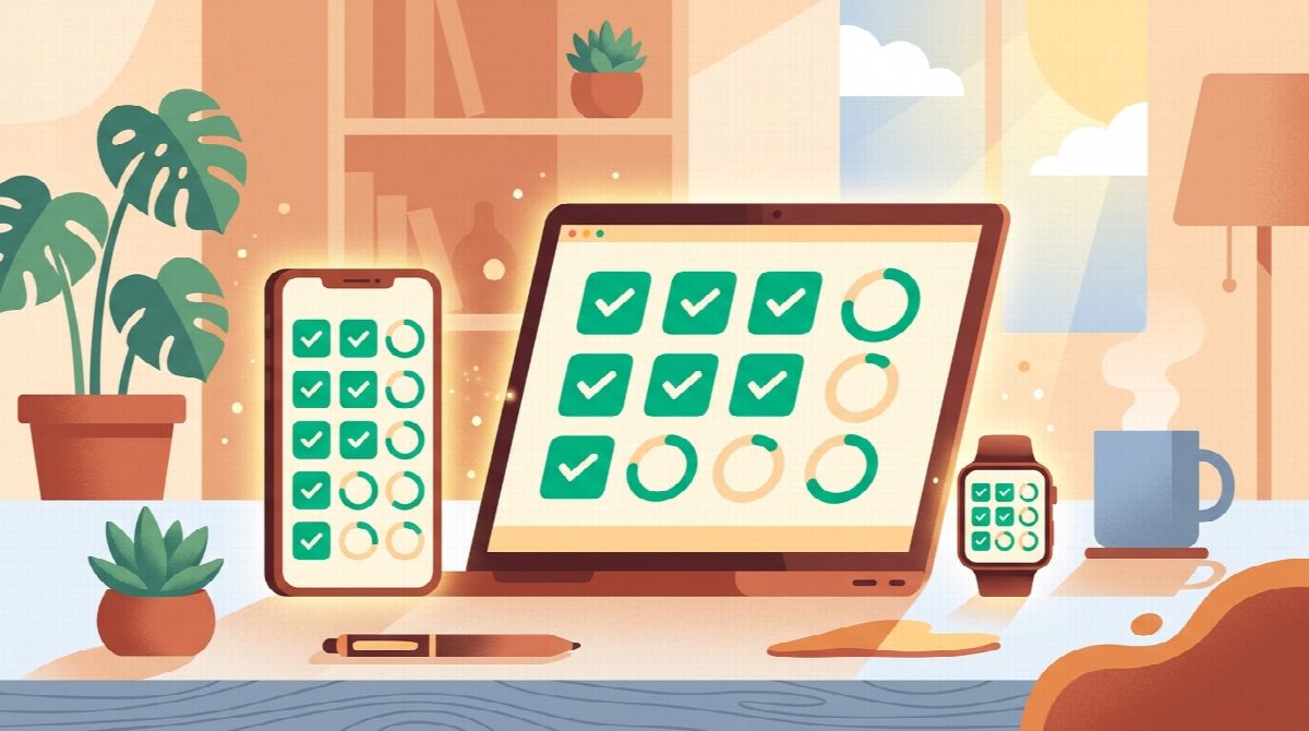 Habit tracking across phone, laptop, and watch devices