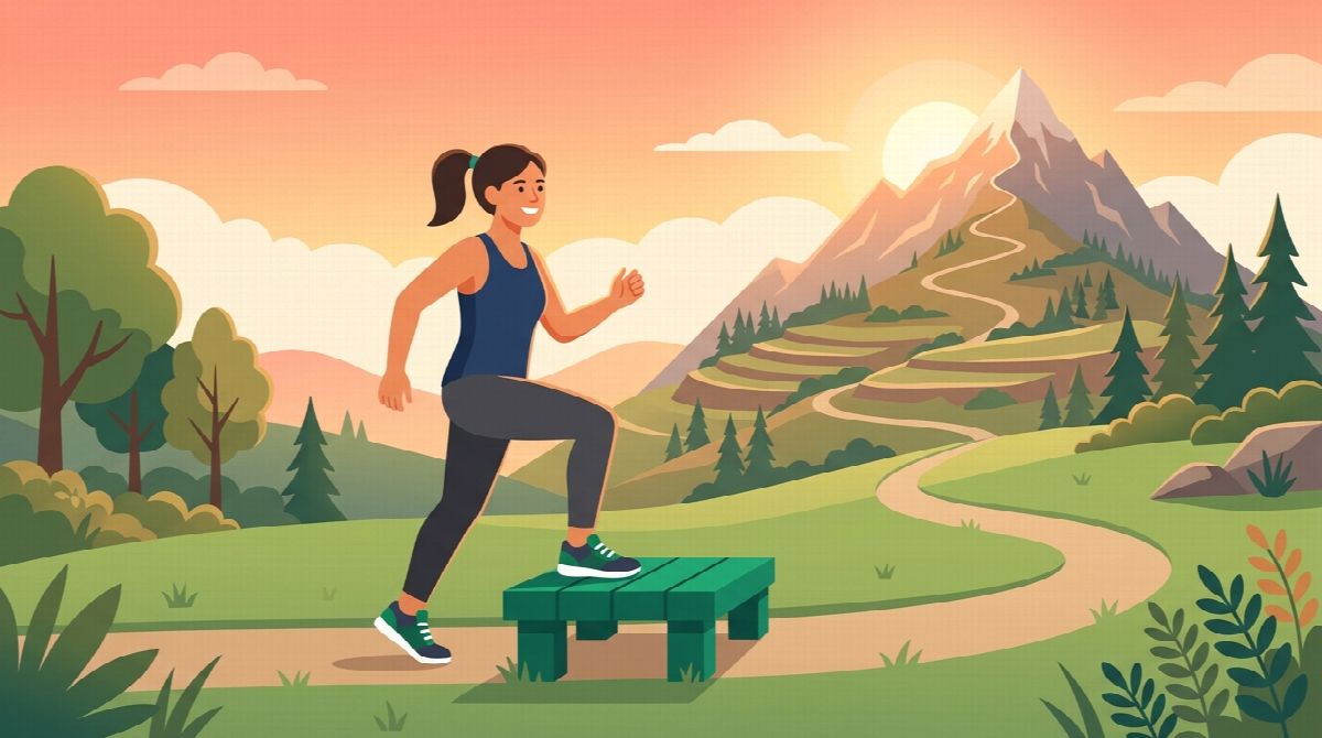 Person stepping onto a small stable platform, flat illustration